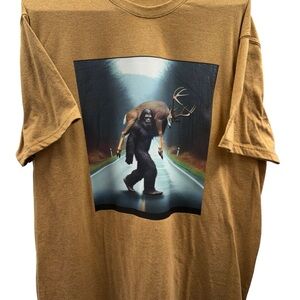 Hanes Brown Graphic Short Sleeve Tee featuring Bigfoot